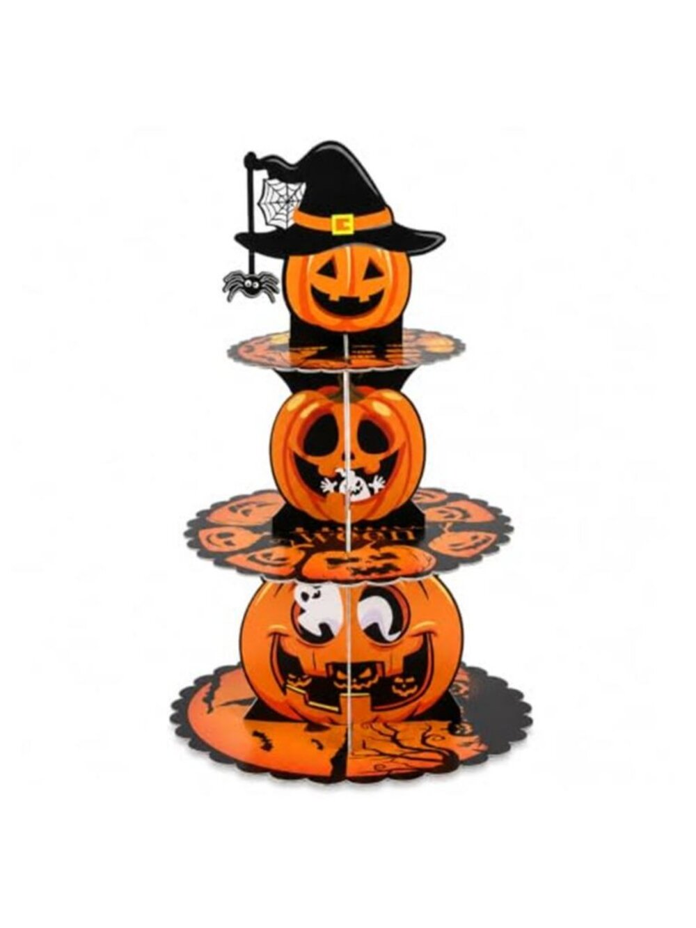 Halloween Cupcake Stand 3 Tier Cardboard Pumpkin Dessert Display Holder